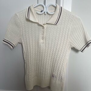 Zara Cream Ribbed Knit Top